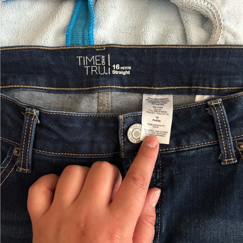 Time and Tru Petite Straight Dark Denim Jeans